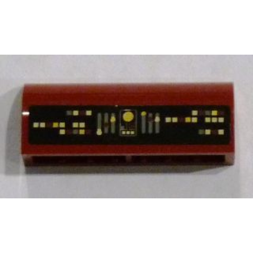 Деталь LEGO 6191pb003 Slope, Curved 1 x 4 x 1 1/3 with Instument Panel Pattern (Sticker) - Set 8039