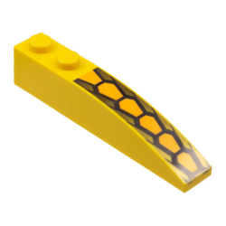 Slope, Curved 6 x 1 with 2 Studs with Repeating Medium Orange and Black Hexagonal Scale Pattern Slope, Curved 6 x 1 with 2 Studs with Repeating Medium Orange and Black Hexagonal Scale Pattern