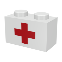 Brick 1 x 2 with Red Cross Pattern (Undetermined Type)