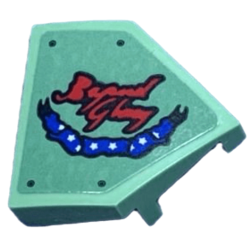 Wedge 2 x 2 x 2/3 Pointed with Red 'Beyond Glory' Script, Black Rivets, and White Stars on Blue Banner Pattern (Sticker) - Set 75571