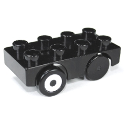 Duplo Car Base 2 x 4 with Black Wheels with 2 Silver Hubs Pattern Duplo Car Base 2 x 4 with Black Wheels with 2 Silver Hubs Pattern