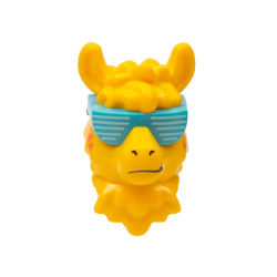 Minifigure, Head, Modified Llama, Medium Azure Sunglasses with White Lines and Coral Triangles on Cheeks Pattern