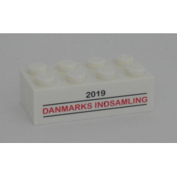 Brick 2 x 4 with '2019 DANMARKS INDSAMLING' Pattern