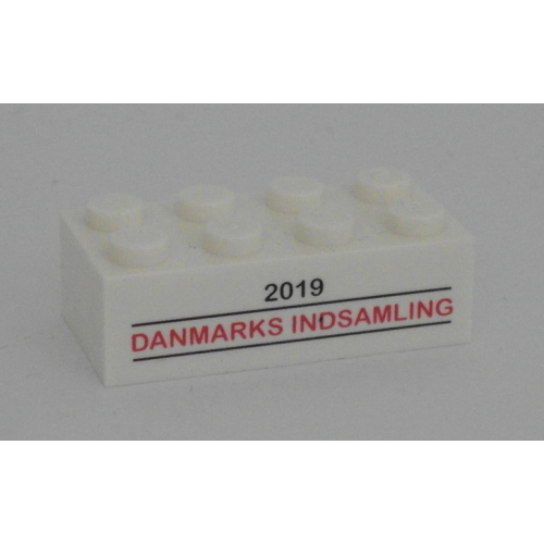 Деталь LEGO 3001pb143 Brick 2 x 4 with '2019 DANMARKS INDSAMLING' Pattern
