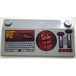 Slope 33 3 x 6 with Inner Walls with Computer, Radar, and Levers Pattern (Sticker) - Set 6740 Slope 33 3 x 6 with Inner Walls with Computer, Radar, and Levers Pattern (Sticker) - Set 6740