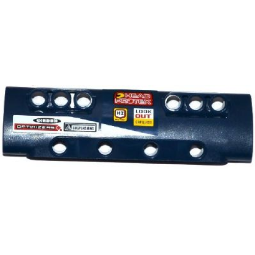 Деталь LEGO 11954pb001L Technic, Panel Curved 11 x 3 with 10 Pin Holes through Panel Surface with White Stripe and Sponsor Logos Pattern Left (Stickers) - Set 42033