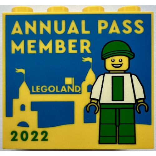 Деталь LEGO 30144pb490 Brick 2 x 4 x 3 with LEGOLAND 2022 Annual Pass Member Pattern