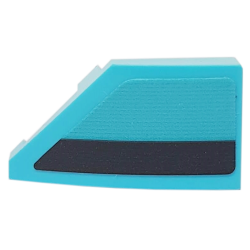 Wedge 2 x 1 x 2/3 Right with Black Stripe on Medium Azure Background Pattern (Sticker) - Set 76898