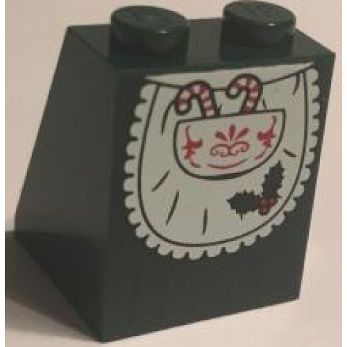 Деталь LEGO 3678bpb115 Slope 65 2 x 2 x 2 with Bottom Tube with Minifigure Dress / Skirt / Robe, Apron with Candy Canes in Pocket and Red Lace Pattern (BAM)