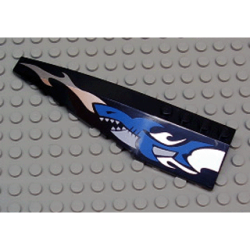 Деталь LEGO 42061px5 Wedge 12 x 3 Left with Blue Shark and Silver Wave Pattern