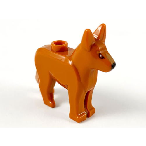 Деталь LEGO 92586pb02 Dog, Alsatian / German Shepherd with Black Eyes and Nose, Dark Tan on Top of Muzzle Pattern