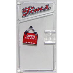 Door 1 x 4 x 6 with Stud Handle with 'Jims' and 'OPEN' Pattern Door 1 x 4 x 6 with Stud Handle with 'Jims' and 'OPEN' Pattern