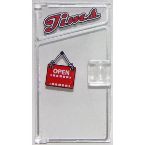 Деталь LEGO 60616pb032 Door 1 x 4 x 6 with Stud Handle with 'Jims' and 'OPEN' Pattern