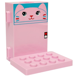 Brick, Modified 2 x 4 x 5 with Hole for Gear Worm Screw 6L, Runners for Channels and Elevator Platform with Cat Head, Black and White Eyes, Medium Azure and Red Nose, Mouth and Whiskers Pattern Brick, Modified 2 x 4 x 5 with Hole for Gear Worm Screw 6L, Runners for Channels and Elevator Platform with Cat Head, Black and White Eyes, Medium Azure and Red Nose, Mouth and Whiskers Pattern