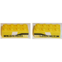 Brick 2 x 4 with 'LAN8152' on Black and White Pattern on Both Sides (Stickers) - Set 8152