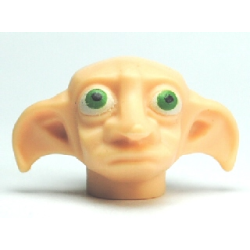 Minifigure, Head, Modified Dobby with Sculpted Mouth with Green Eyes Pattern
