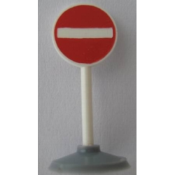 Road Sign with Post, Round with No Entry / Thoroughfare Pattern, Type 1 Base Road Sign with Post, Round with No Entry / Thoroughfare Pattern, Type 1 Base