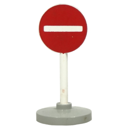 Road Sign with Post, Round with No Entry / Thoroughfare Pattern, Type 2 Base Road Sign with Post, Round with No Entry / Thoroughfare Pattern, Type 2 Base