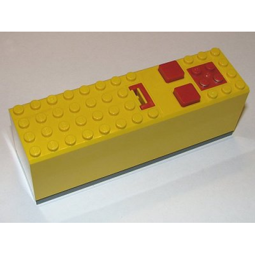 Деталь LEGO 2847c03 Electric 9V Battery Box 4 x 14 x 4 with Red Buttons and Contact Plate with Dark Bluish Gray Base (2846 / 2847c00)