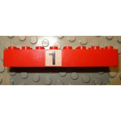 Brick 2 x 8 with Black Number 1 on White Background Pattern (Sticker) - Set 148 Brick 2 x 8 with Black Number 1 on White Background Pattern (Sticker) - Set 148