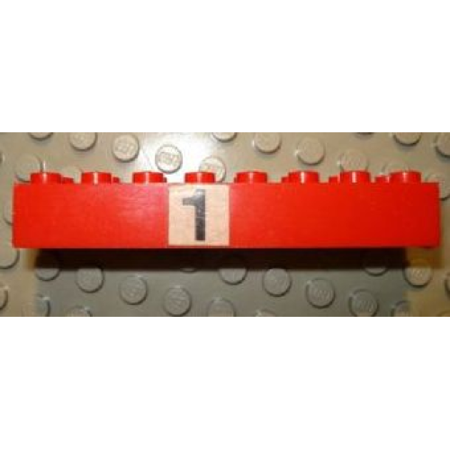 Деталь LEGO 3007pb12 Brick 2 x 8 with Black Number 1 on White Background Pattern (Sticker) - Set 148