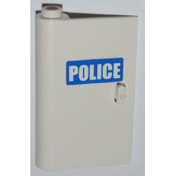 Door 1 x 3 x 4 Left - Open Between Top and Bottom Hinge with White 'POLICE' on Blue Background Pattern (Sticker) - Set 7286