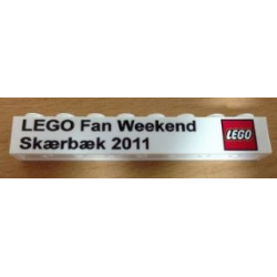 Brick 1 x 8 with LEGO Fan Weekend Skaerbaek 2011 and Lego Logo Pattern