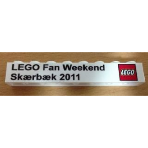 Деталь LEGO 3008pb133 Brick 1 x 8 with LEGO Fan Weekend Skaerbaek 2011 and Lego Logo Pattern