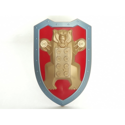 Large Figure Shield, 2 x 4 Brick Relief, Bear with Red and Pearl Sand Blue Pattern