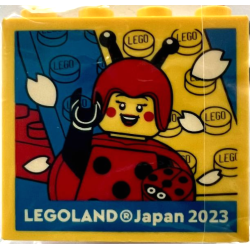 Brick 2 x 4 x 3 with LEGOLAND Japan 2023, Ladybug Girl Minifigure and Blue, Yellow and Red Bricks Pattern Brick 2 x 4 x 3 with LEGOLAND Japan 2023, Ladybug Girl Minifigure and Blue, Yellow and Red Bricks Pattern
