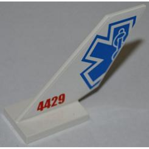 Деталь LEGO 6239pb037 Tail Shuttle with Half EMT Star of Life and Red '4429' Pattern on Both Sides (Stickers) - Set 4429