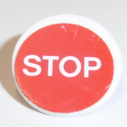 Road Sign 2 x 2 Round with Clip with Thin Font 'STOP' on Red Background Pattern (Sticker) - Set 75913