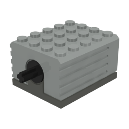 Деталь LEGO 2838c01 Electric, Motor 9V 5 x 4 x 2 1/3 with Black Axle and Dark Gray Base