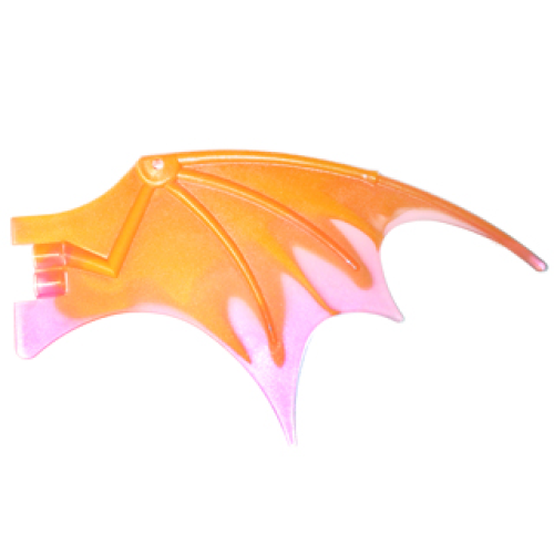 Деталь LEGO 51342pb08 Dragon Wing 19 x 11 with Bar Hole and 2 Pin Holes with Marbled Trans-Dark Pink Trailing Edge Pattern