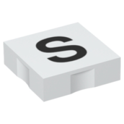 Duplo, Tile 2 x 2 with Black Capital Letter S Pattern