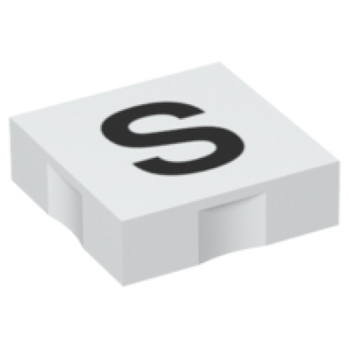 Деталь LEGO 6309pb037 Duplo, Tile 2 x 2 with Black Capital Letter S Pattern