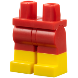 Hips and Legs with Molded Yellow Lower Legs / Boots Pattern - Red Hips and Legs with Molded Yellow Lower Legs / Boots Pattern - Red