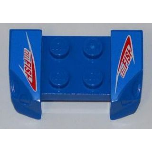 Деталь LEGO 44674pb22 Vehicle, Mudguard 2 x 4 with Headlights Overhang with Red 'CELLFISH' Pattern on Both Sides (Stickers) - Set 8126