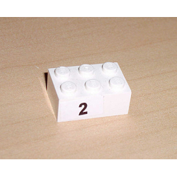 Brick 2 x 3 with Black '2' Pattern (Sticker) - Set 8389 Brick 2 x 3 with Black '2' Pattern (Sticker) - Set 8389