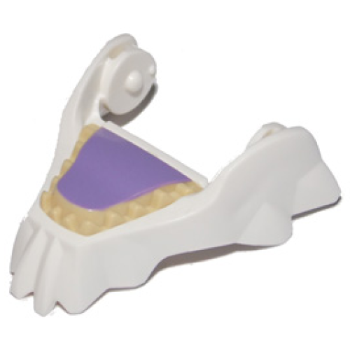 Деталь LEGO 16737c01pb01 Large Figure Head Modified Chima Cat Jaw Lower with Tan Teeth and Medium Lavender Tongue Pattern