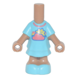 Micro Doll, Body with Molded Medium Azure Short Layered Dress and Shoes and Printed Coral Cloud and Collar, Yellow Sun with Face, and Rainbow Pattern Micro Doll, Body with Molded Medium Azure Short Layered Dress and Shoes and Printed Coral Cloud and Collar, Yellow Sun with Face, and Rainbow Pattern