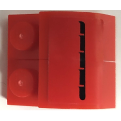 Stickered Assembly 2 x 2 x 1 1/3 with Black Air Intake Vents on Red Background Pattern Model Left Side (Sticker) - Sets 8153 / 8155 - 2 Slope, Curved 2 x 1 x 1 1/3 with Recessed Stud