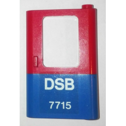 Door 1 x 4 x 5 Train Right, Thin Support at Bottom with Blue Bottom Half and White 'DSB 7715' Pattern (Sticker) - Set 7715 Door 1 x 4 x 5 Train Right, Thin Support at Bottom with Blue Bottom Half and White 'DSB 7715' Pattern (Sticker) - Set 7715
