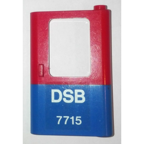 Деталь LEGO 4182pb087 Door 1 x 4 x 5 Train Right, Thin Support at Bottom with Blue Bottom Half and White 'DSB 7715' Pattern (Sticker) - Set 7715