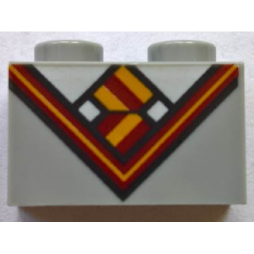 Деталь LEGO 3004pb169 Brick 1 x 2 with Bright Light Orange and Dark Red V-Neck Collar and Tie and White Undershirt Pattern (BrickHeadz Hermione Granger / Ron Weasley Chest)