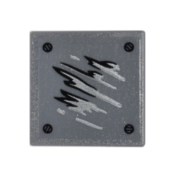 Road Sign 2 x 2 Square with Open O Clip with Black and Silver Scratches and Screw Heads Pattern 2 (Sticker) - Set 76050