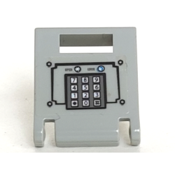 Container, Box 2 x 2 x 2 Door with Slot with Dark Gray Safe Keypad, 'OPEN' and 'LOCK', Blue Light Pattern (Sticker) - Set 7033 Container, Box 2 x 2 x 2 Door with Slot with Dark Gray Safe Keypad, 'OPEN' and 'LOCK', Blue Light Pattern (Sticker) - Set 7033