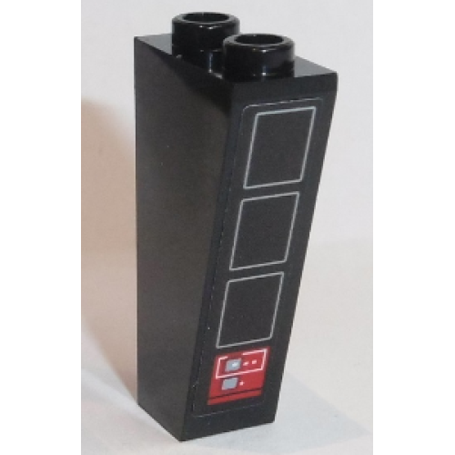 Деталь LEGO 2449pb008 Slope, Inverted 75 2 x 1 x 3 with Gray Rectangles and Red Rectangle with White Buttons Pattern (Sticker) - Set 75190