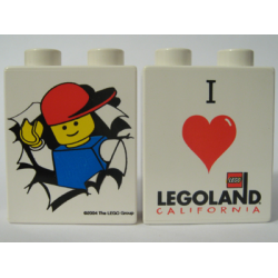 Duplo, Brick 1 x 2 x 2 with I Love LEGOLAND Pattern Duplo, Brick 1 x 2 x 2 with I Love LEGOLAND Pattern