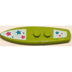Minifigure, Utensil Surfboard Standard with Dark Pink and Medium Azure Stars Pattern (Stickers) - Set 41429